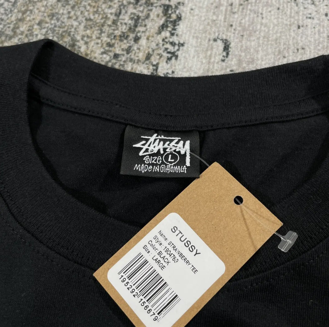 Stussy Strawberry Tee – Black SS22 Graphic T-Shirt